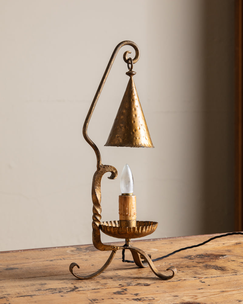 Spanish Wrought Iron Brutalist Table Lamp, France, 1950's
