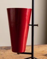 Mid Century Red Enamel Torchiere Tripod Lamp, Italy, 1950's