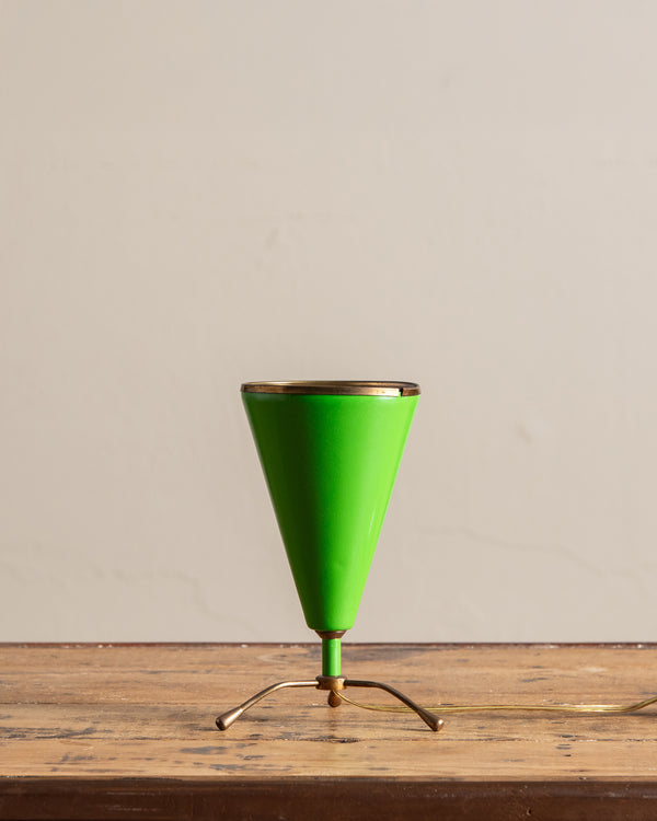 Mid Century Conical Green Tripod Lamp, Italy, 1950's