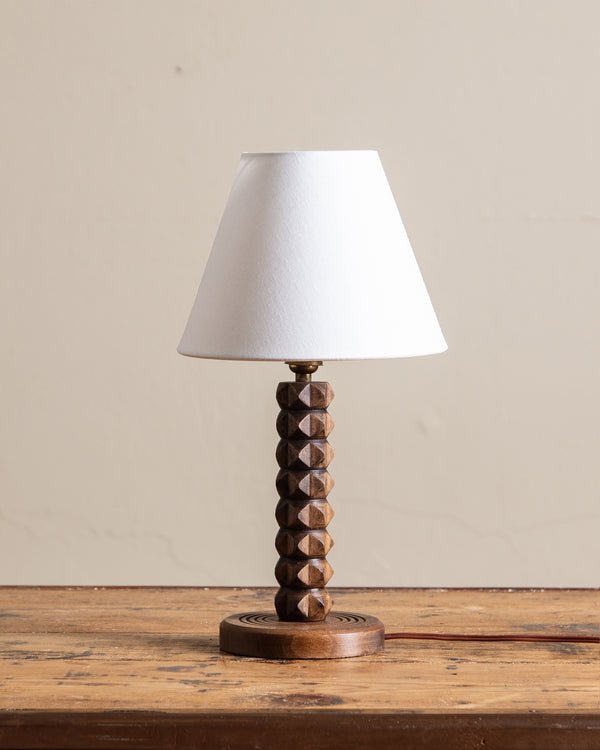 Carved Wood Table Lamp by Charles Dudouyt, France, 1940's