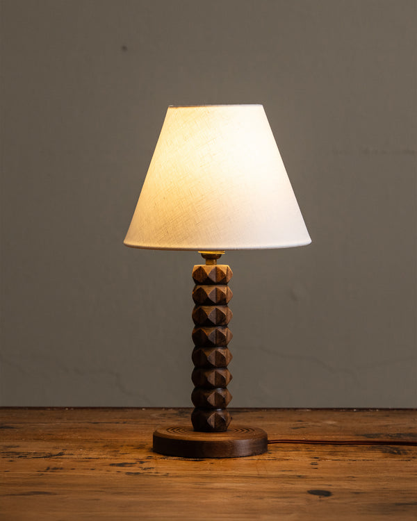 Carved Wood Table Lamp by Charles Dudouyt, France, 1940's