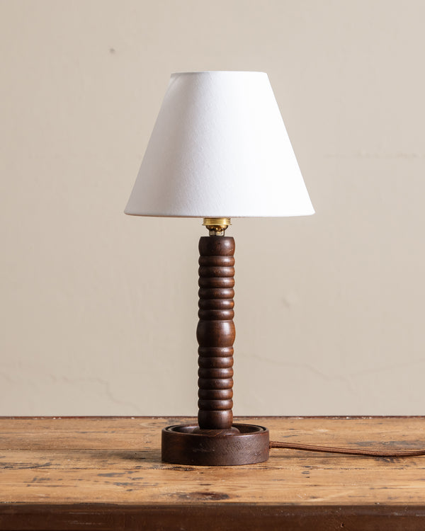 Carved Wood Table Lamp by Charles Dudouyt, France, 1940's