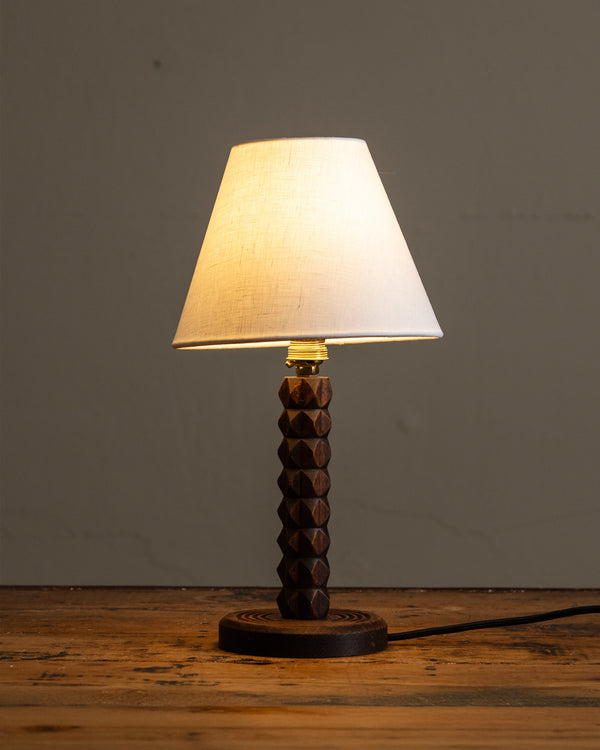 Carved Wood Table Lamp by Charles Dudouyt, France, 1940's