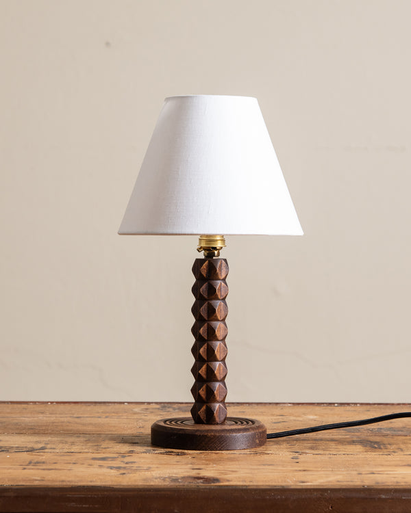 Carved Wood Table Lamp by Charles Dudouyt, France, 1940's