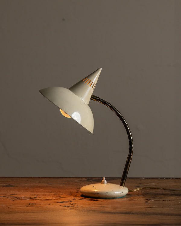 Mid Century Cream Enamel Pointy Desk Lamp, Italy, 1950's