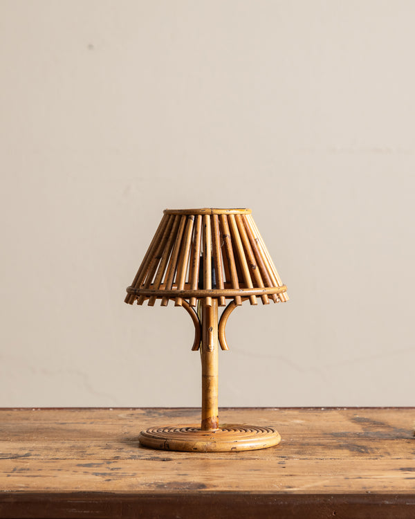 Petite Bamboo Reed Table Lamp, Manner of Louis Sognot, France, 1950's