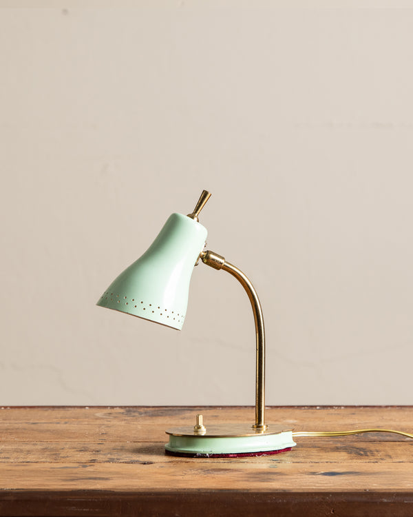 Mid Century Mint & Brass Desk Lamp, Italy, 1950's