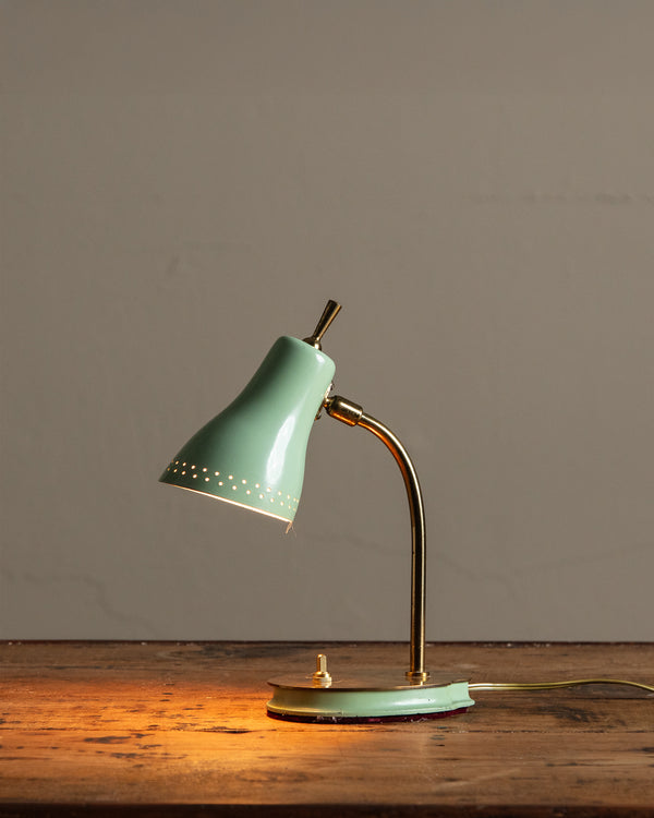 Mid Century Mint & Brass Desk Lamp, Italy, 1950's