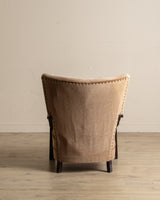 Art Deco Carved Wood & Mohair Lounge Chair, Denmark, 1940's