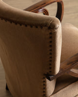 Art Deco Carved Wood & Mohair Lounge Chair, Denmark, 1940's