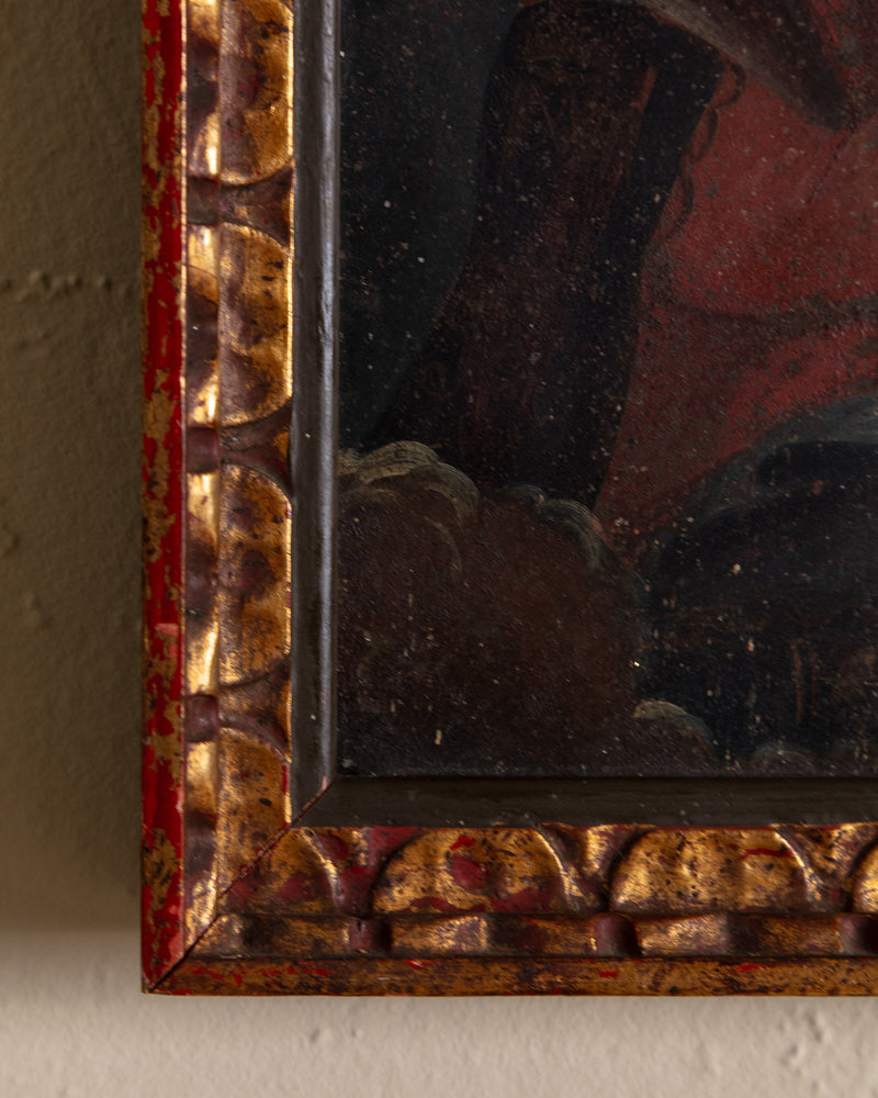 19th Century Retablo Madonna & Child Painting on Tin, Mexico