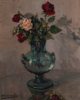Spanish School Still Life of Roses by Joaquín Asensio, Spain, 1930's