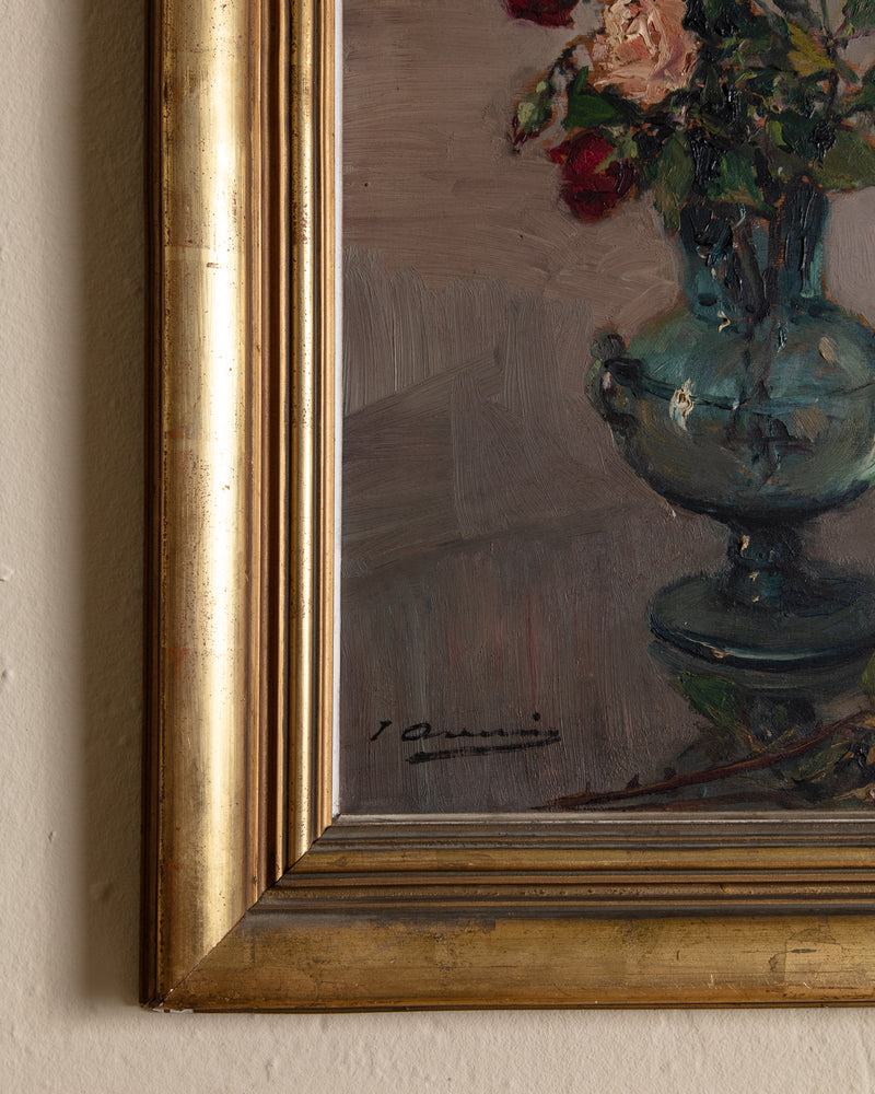 Spanish School Still Life of Roses by Joaquín Asensio, Spain, 1930's