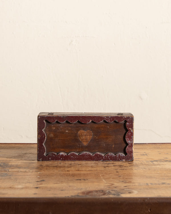 Folk Art Scallop Wood Box w/ Signature