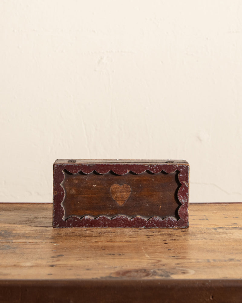 Folk Art Scallop Wood Box w/ Signature