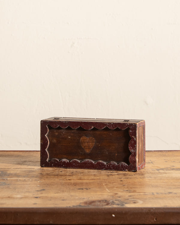 Folk Art Scallop Wood Box w/ Signature
