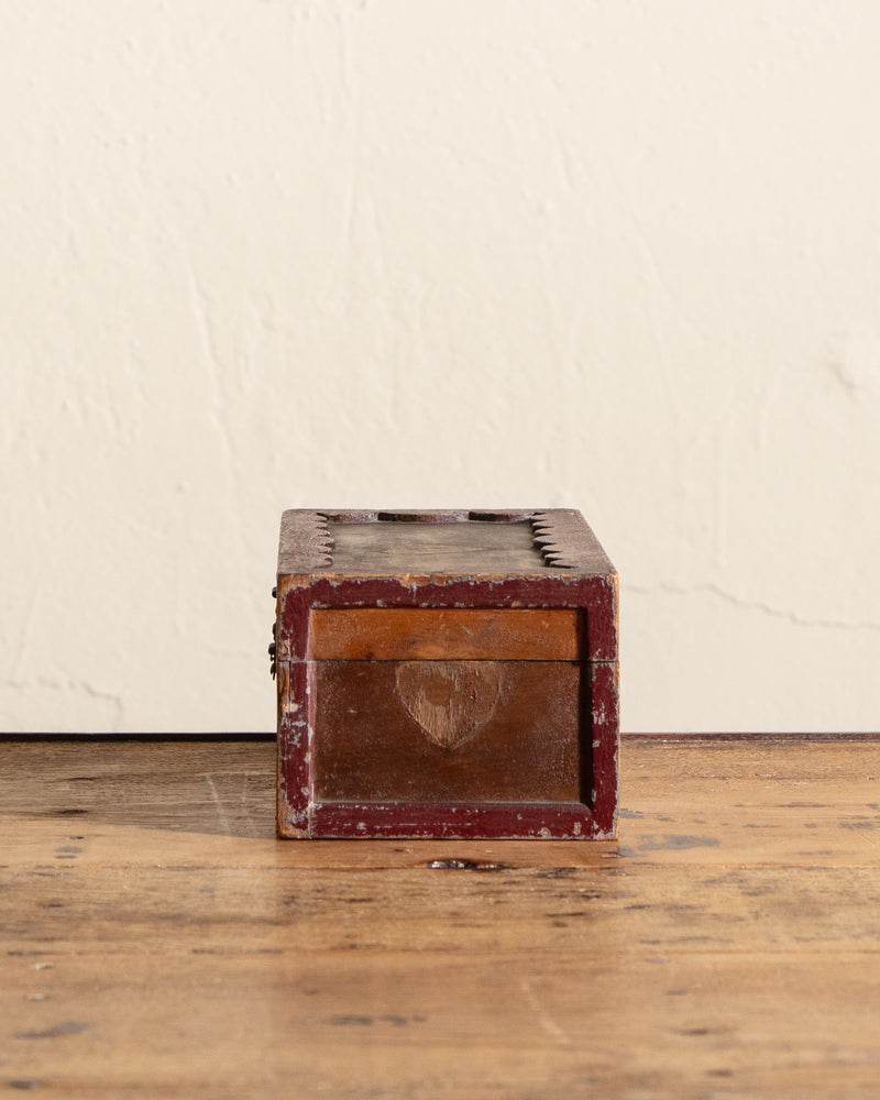 Folk Art Scallop Wood Box w/ Signature