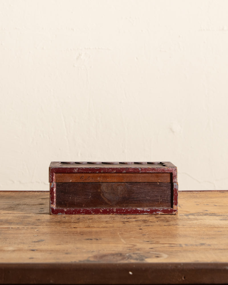 Folk Art Scallop Wood Box w/ Signature