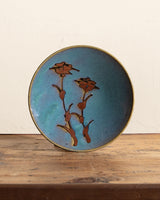 Studio Pottery Footed Blue Floral Plate