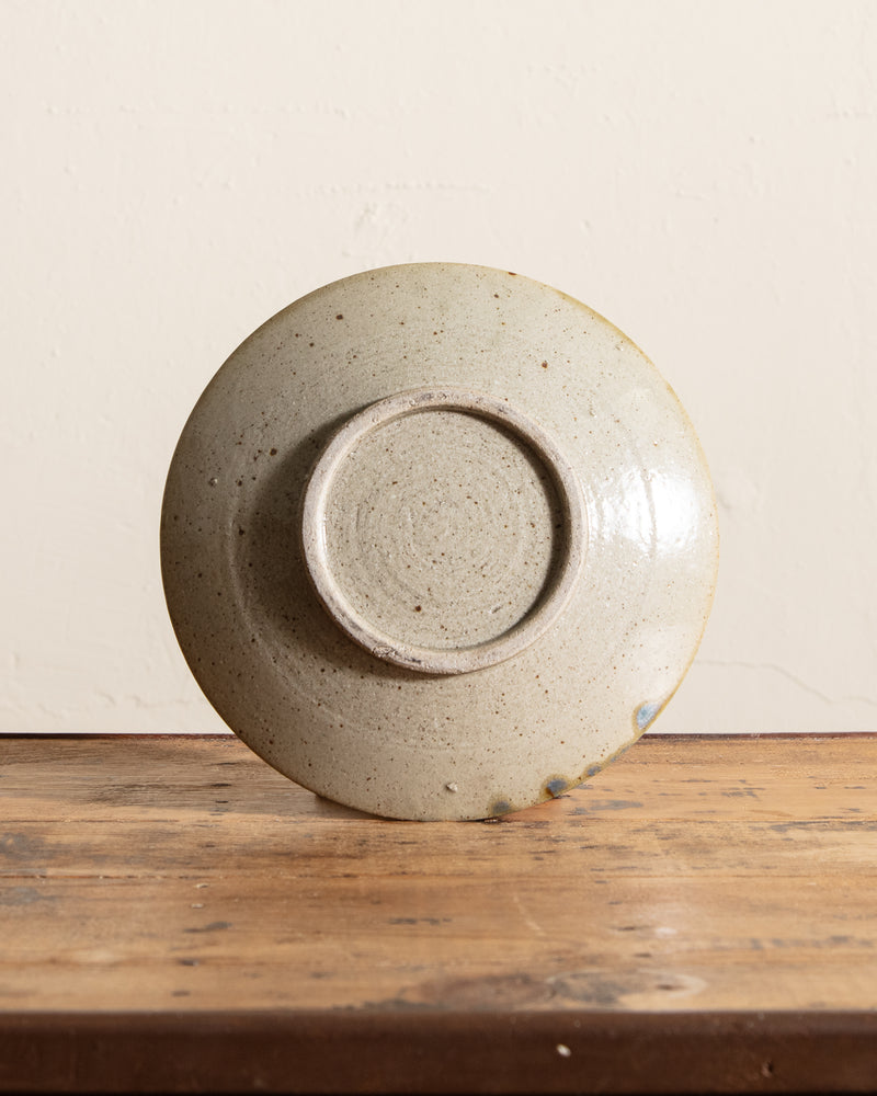 Studio Pottery Footed Blue Floral Plate
