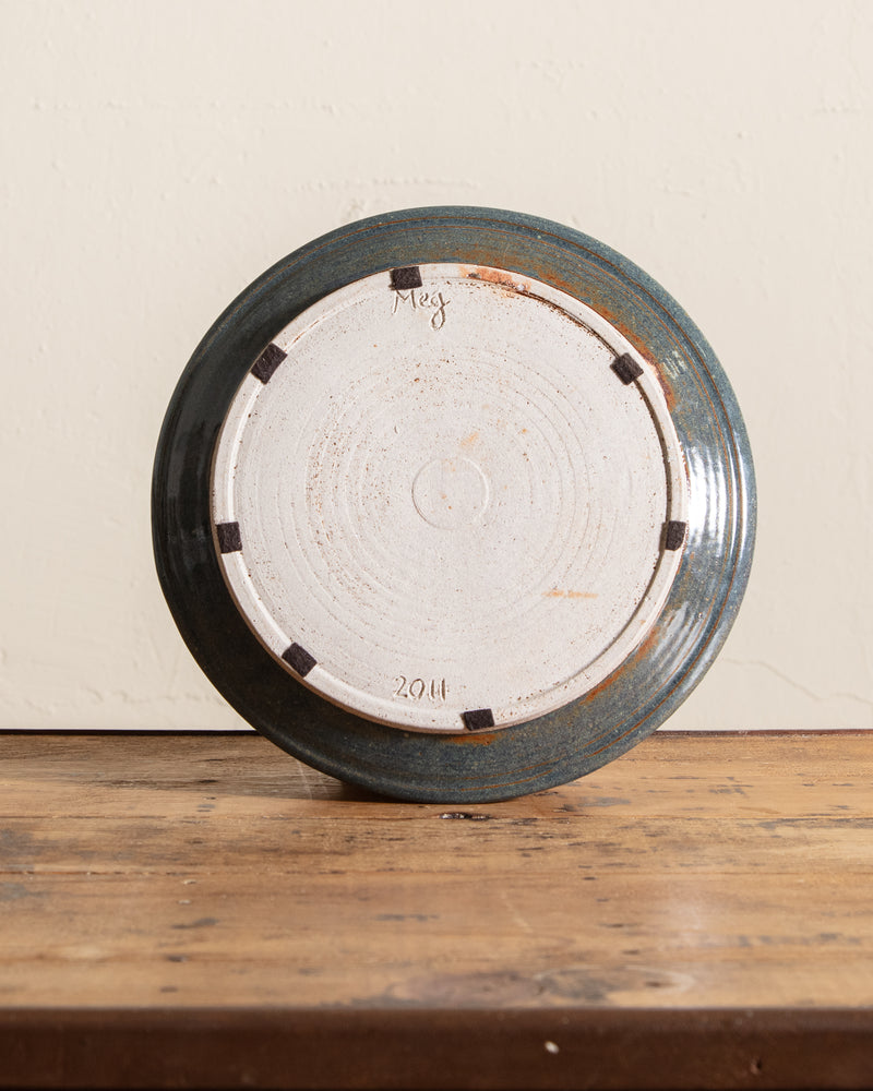 Round Abstract Studio Pottery Plate, Signed
