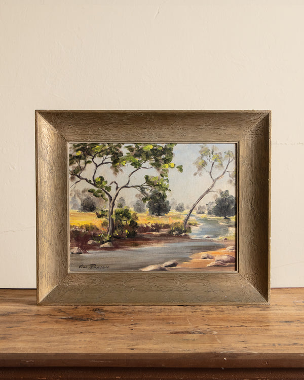 River bed scenery Oil Painting in Chunky Pewter Toned Frame