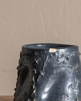 Textured Obsidian Studio Pottery Planter w/ Drain Hole - Lone Fox