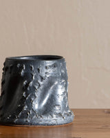 Textured Obsidian Studio Pottery Planter w/ Drain Hole - Lone Fox