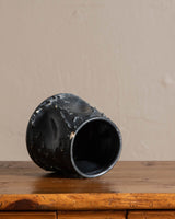 Textured Obsidian Studio Pottery Planter w/ Drain Hole - Lone Fox