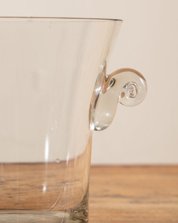 Tiffany & Co. Clear Glass Ice Bucket with Scroll Handles, 1990's - Lone Fox