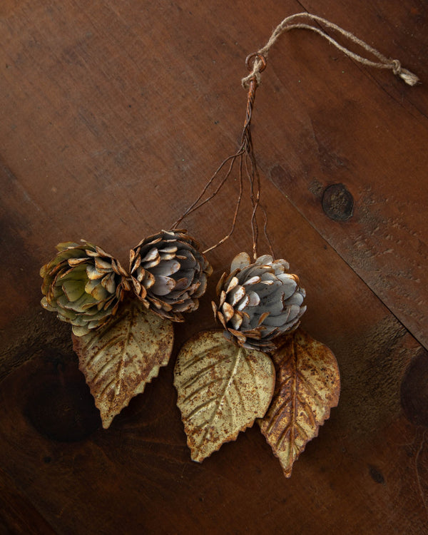 Tole Leaf & Flower Bunch Ornament - Lone Fox