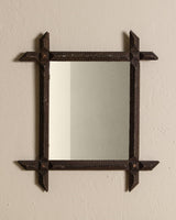 Tramp Art Angled Cross Corner Mirror, 19th Century - Lone Fox