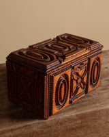 Tramp Art Box with Floral and Circle Motifs, United States, Early 20th Century - Lone Fox