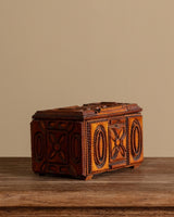 Tramp Art Box with Floral and Circle Motifs, United States, Early 20th Century - Lone Fox