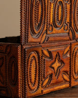 Tramp Art Box with Floral and Circle Motifs, United States, Early 20th Century - Lone Fox