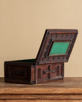 Tramp Art Box with Green Felt, American, 1910's - Lone Fox