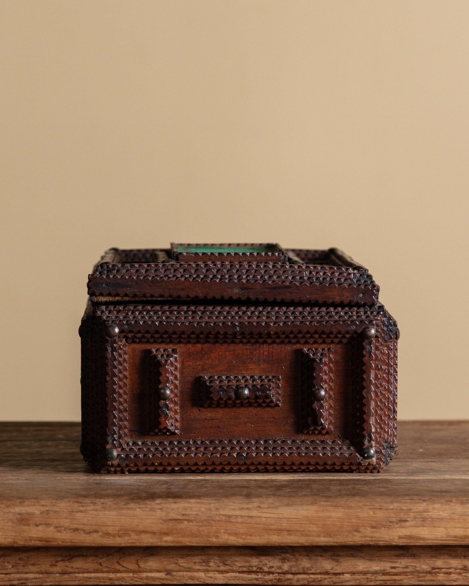 Tramp Art Box with Green Felt, American, 1910's – Lone Fox