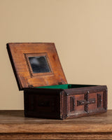 Tramp Art Box with Green Felt, American, 1910's - Lone Fox