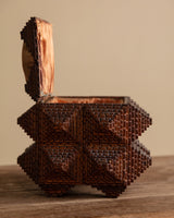 Tramp Art Box with Pin Cushion Top, United States, Early 20th Century - Lone Fox