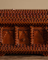 Tramp Art Box with Red Fabric Lining, United States, Early 20th Century - Lone Fox