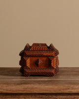Tramp Art Box with Red Fabric Lining, United States, Early 20th Century - Lone Fox