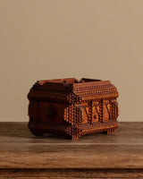 Tramp Art Box with Red Fabric Lining, United States, Early 20th Century - Lone Fox