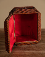 Tramp Art Box with Red Fabric Lining, United States, Early 20th Century - Lone Fox