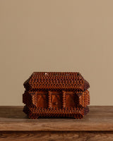 Tramp Art Box with Red Fabric Lining, United States, Early 20th Century - Lone Fox