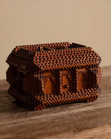 Tramp Art Box with Red Fabric Lining, United States, Early 20th Century - Lone Fox