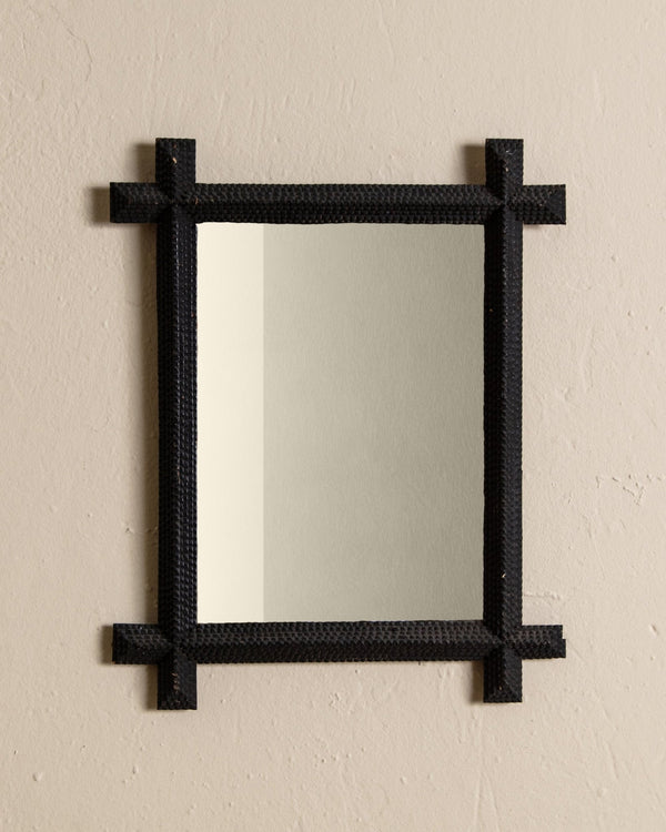 Tramp Art Cross Cornered Mirror, 19th Century - Lone Fox