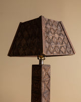 Tramp Art Dark Wood Matchstick Table Lamp, America, Early 20th Century - Lone Fox