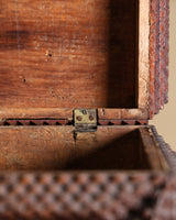 Tramp Art Dark Wood Rectangular Box, American, Early 20th Century - Lone Fox
