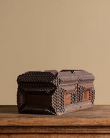 Tramp Art Dark Wood Rectangular Box, American, Early 20th Century - Lone Fox