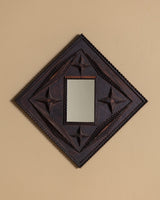 Tramp Art Diamond Mirror with Star Medallions, American, 19th Century - Lone Fox